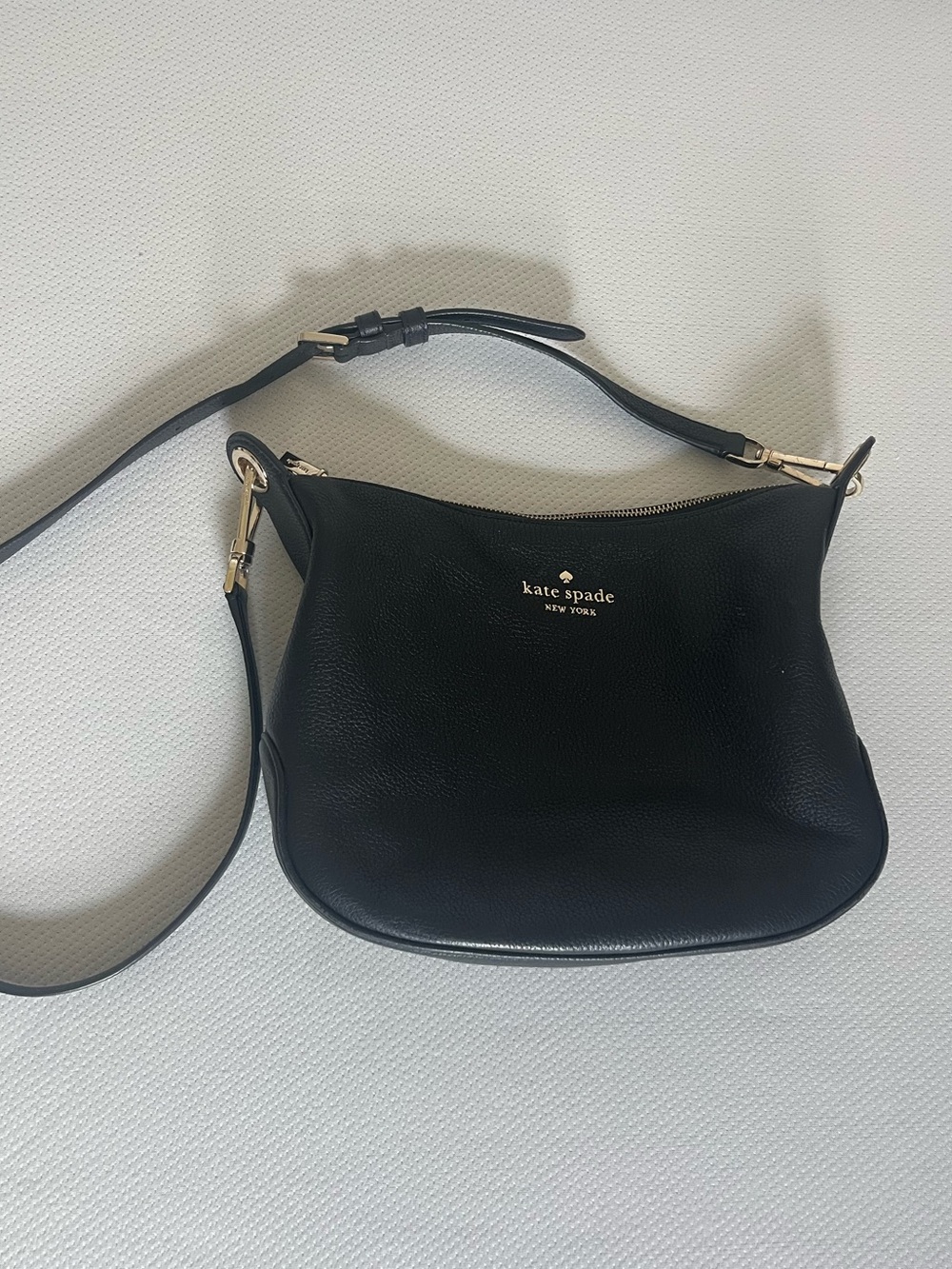 Kate Spade New York Black Pebbled Leather Crescent Crossbody Shoulder Bag